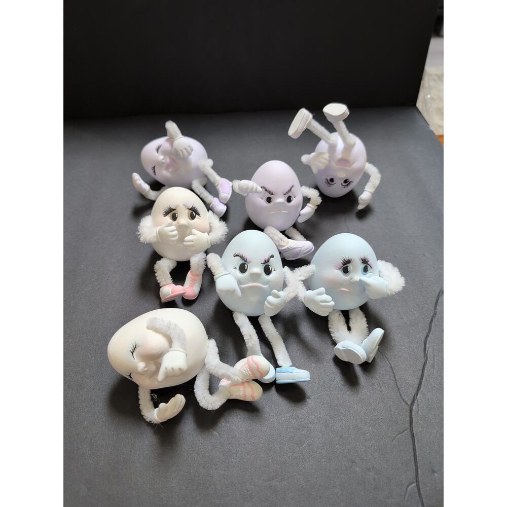Vintage Anthropomorphic Funny Faces Ceramic Eggs, 7 Pieces Cottage Core.‎